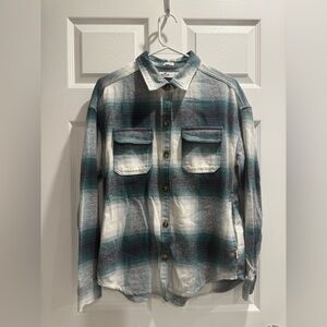 Hollister green pattern flannel shirt jacket